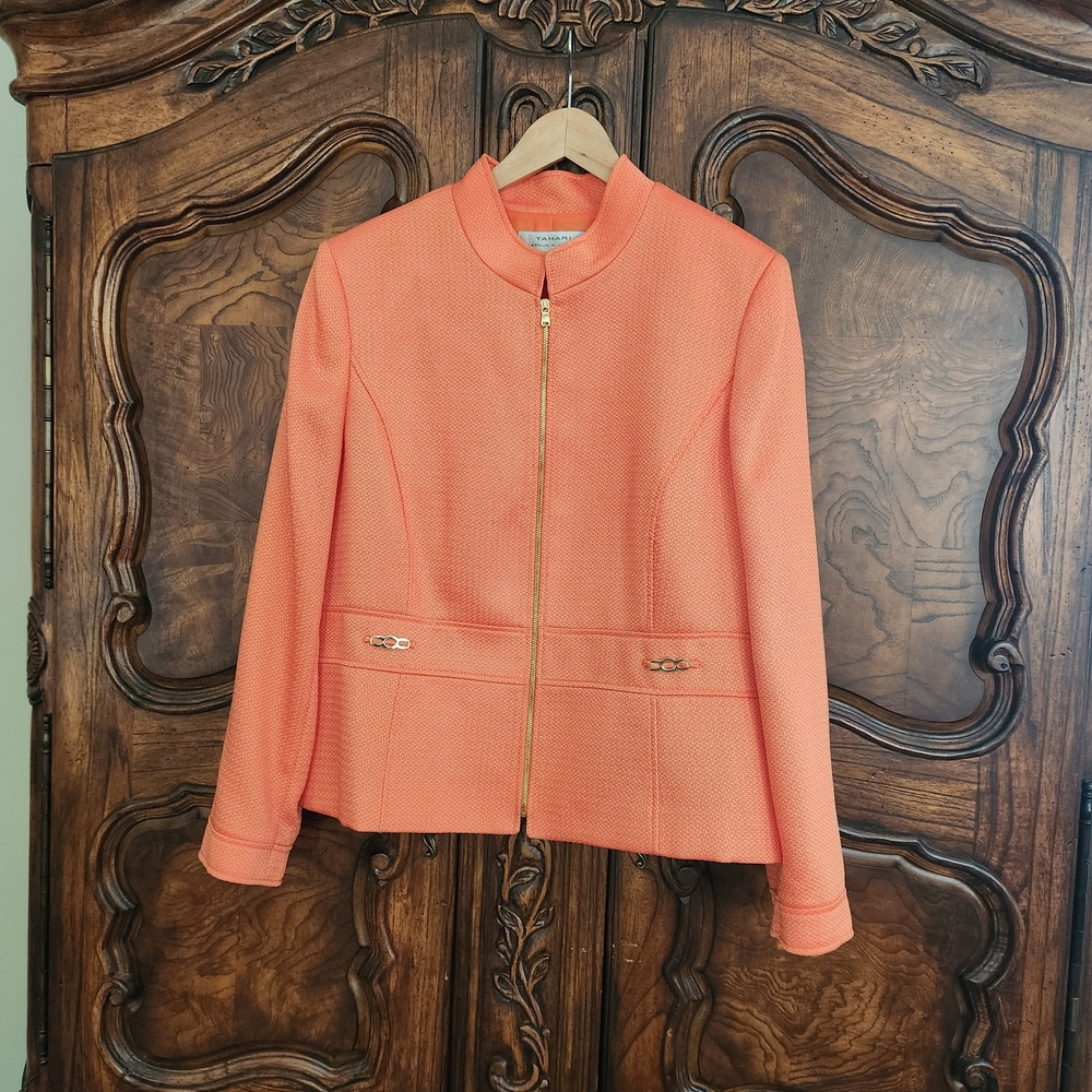 NWOT Arthur S. Levine Orange Tahari Jacket with Gold Accents